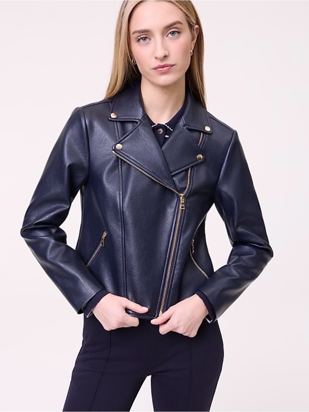 Ann Taylor Black Vegan Leather Moto Jacket NWOT